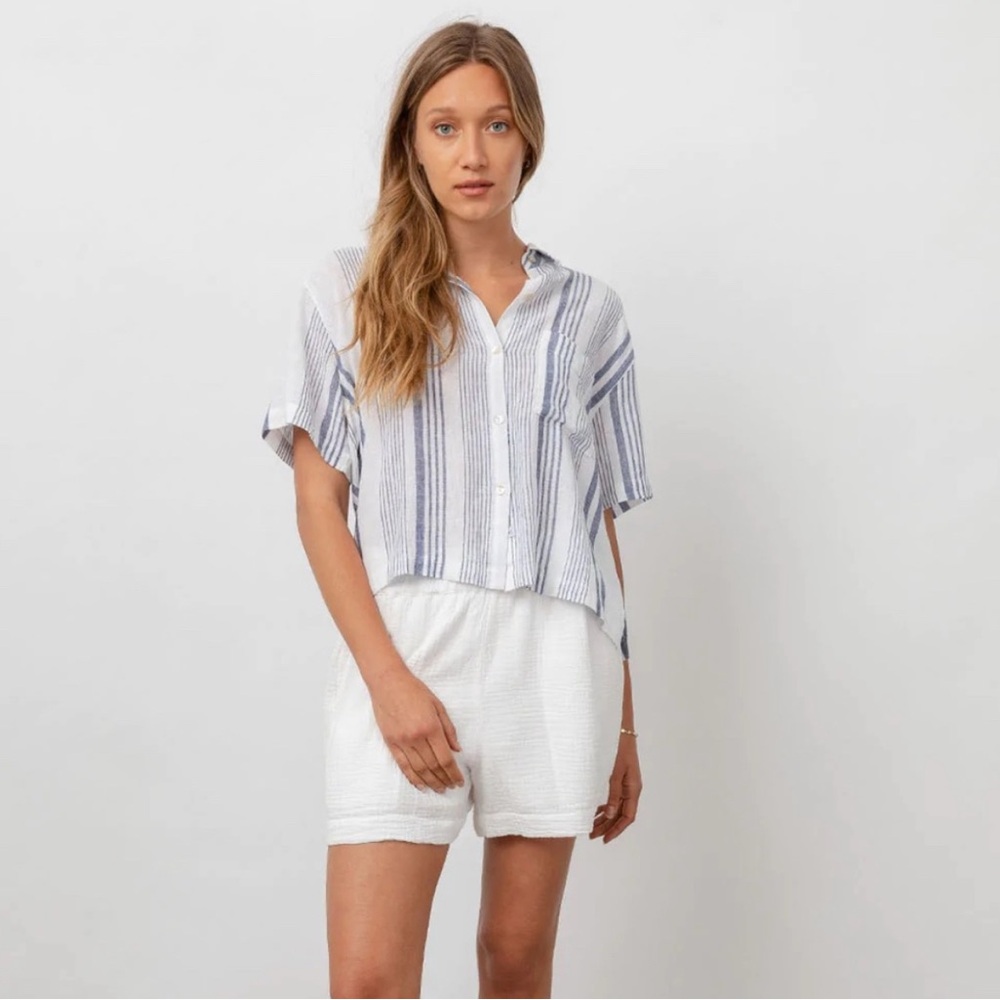 Rails Payton Dresden Striped Blue and White Women's Top Sz S